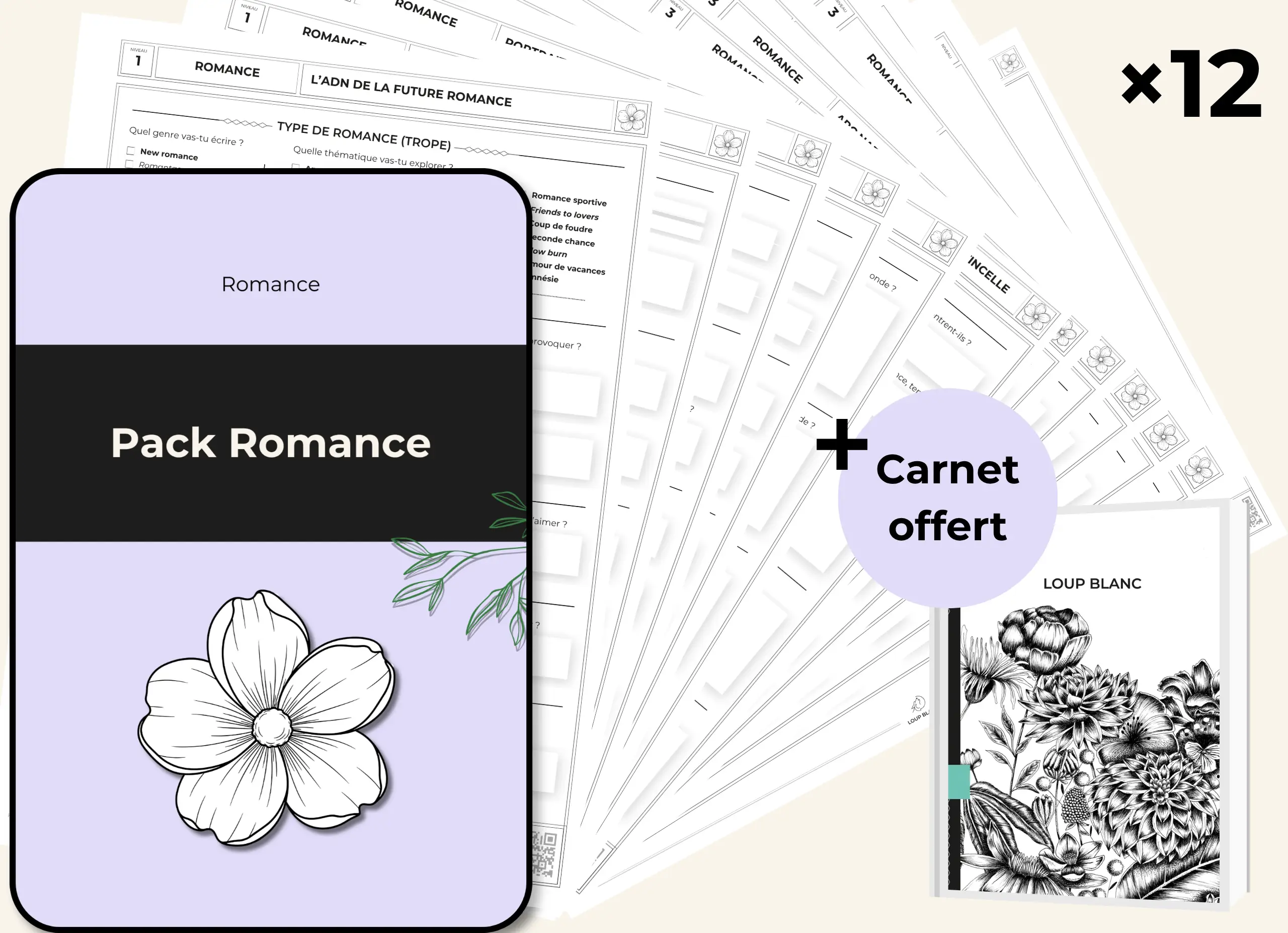 Romance - Pack complet (12 fiches + 1 carnet offert)